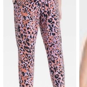 JoyLab Pink and Black Leopard Print Cropped Pants
